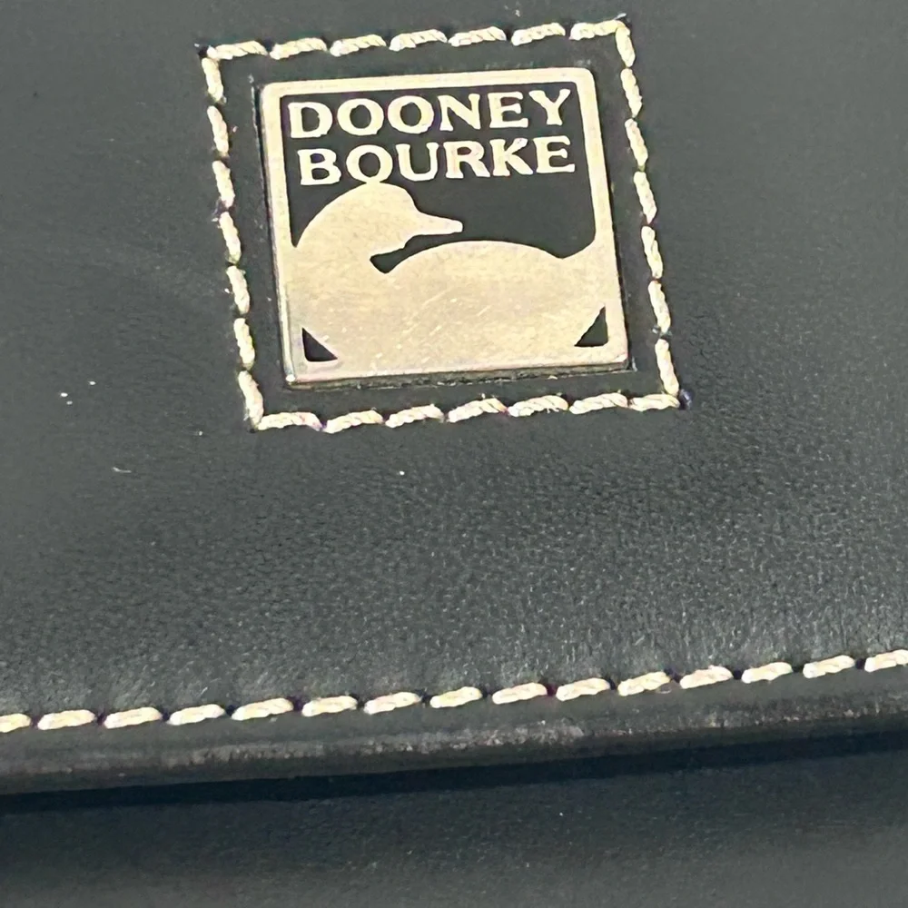 Dooney & Bourke Black Leather Wallet Clutch Made in Italy Duck Logo